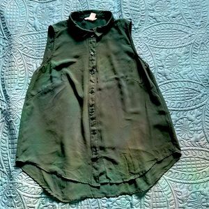 H&M SLEEVELESS CHIFFON COLLARD BLOUSE